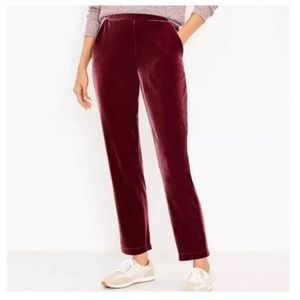 Loft NWT Mauve Velvet Tapered Leg Pull On Pants Women’s Size Large